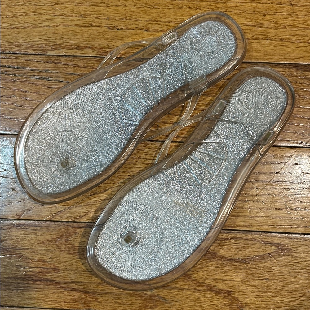 NWOT Kate Spade‎ Clear Glitter Flip Flops size 8 - Picture 4 of 5